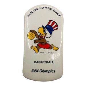 LA 1984 Olympics Sam The Eagle "Basketball" Pin/Button - NEW